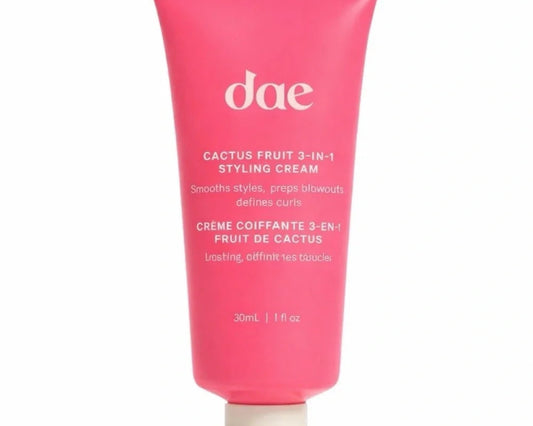 A pink squeeze tube of DAE Cactus Fruit 3-in-1 Styling Cream with a white cap, set against a plain white background.